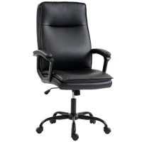 HOMCOM Sedia Ufficio Girevole in Pelle PU, Funzione Dondolo, Schienale Alto, Altezza Regolabile, Capacità 120kg, Nero(m-11)