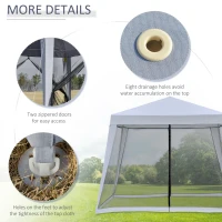 Outsunny 3 x 3 meter Outdoor Gazebo Garden Canopy Tent Sun Shade Event Shelter with Mesh Screen Side Walls, Grey(m-6)