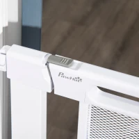 PawHut Cancellino per Cani Regolabile con Chiusura Automatica, Acciaio e ABS, 75-82x76 cm, Bianco(m-8)