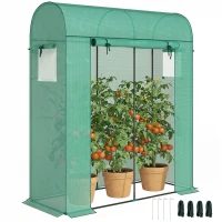 Outsunny Tomatengewächshaus Foliengewächshaus mit Rolltor Netzfenster Bogendach 170 x 68 x 200 cm Grün(m-12)