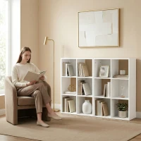 HOMCOM Bücherregal Standregal mit 3 Ebenen Schmal Regal mit Kippschutz Aufbewahrungsregal für Wohnzimmer Schlafzimmer Büro Weiß(m-9)