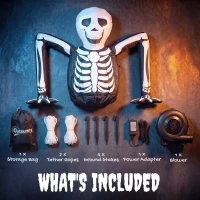 Outsunny Inflatable Ground Crawling Skeleton, Scary Halloween Decoration with Built-in LED Lights for Indoor Outdoor Decor(m-7)