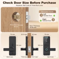 HOMCOM Smart Door Lock, 5-in-1 (Fingerprint/Passcode/Bluetooth APP/NFC Card/Key), Built-in Doorbell, Keyless Electronic Lock(m-3)