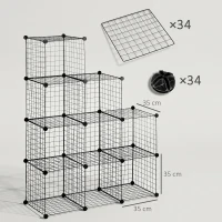 HOMCOM Estantería Modular 9 Cubos Estantería Apilable de Alambre DIY Organizador de Almacenamiento Multiuso para Salón Negro(m-3)