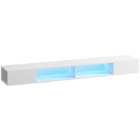 HOMCOM Mueble de TV Suspendido con Luces LED con Estantes Abiertos para Televisión 75 Pulgadas 177,8x30x18 cm Blanco