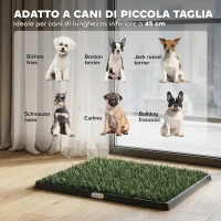 PawHut Tappetino d'Erba per Cani Lavabile per Guida al Bagno con Vassoio e Erba Artificiale, Uso Interno ed Esterno, 63 x 50,5 cm(m-7)