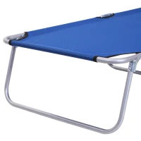 Outsunny 2 Pieces Outdoor Foldable Sun Lounger, 4 Level Adjustable Backrest Reclining Sun Lounger Chair with Angle Adjust Sun Shade Awning for Beach, Garden, Patio, Blue(m-9)