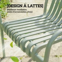 Outsunny Lot de 4 Chaises de Jardin Empilables en Polypropylène Anti-UV Accoudoirs et Dossier à Lattes Ergonomique Gris Vert(m-6)