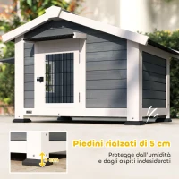 PawHut Cuccia per Cani Casetta per Cani da Esterno in Legno, 98x76x69.5cm(m-6)