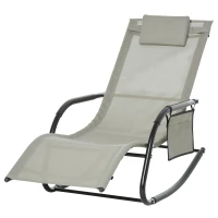 Outsunny Schaukelstuhl Schwingsessel Gartenstuh Schaukelliege Metall Mesh Schwarz+Hellgrau 150 x 62 x 88 cm(m-12)