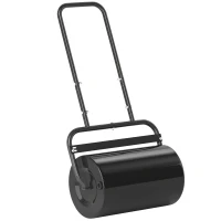 Outsunny Rasenwalze mit U-Griff, Gartenwalze, Gartenrolle, 32 cm Durchmesser, 38 L Wasser-/62 kg Sand, Metall, Schwarz, 58 x 32,5 x 113 cm(m-11)