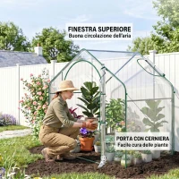 Outsunny Serra da Esterno con Ingresso a Zip e Presa d'Aria Superiore, in Plastica e Acciaio, 180x100x152 cm, Trasparente(m-5)