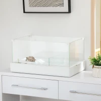 PawHut Acvariu pentru țestoase cu filtru pe 3 niveluri și panouri din sticlă și ABS, 51x31x25,5 cm, alb(m-10)