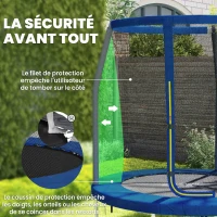SPORTNOW Trampoline pour enfant trampolines de jardin avec filet de sécurité structure en acier Ø 183 x 200 cm bleu(m-4)
