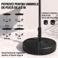 Outsunny Bază pentru Umbrelă de Grădină 3 m cu Mânere Incorporate, din HDPE și Oțel, Ø51x36 cm, Negru(m-4)