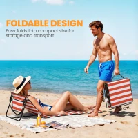 Outsunny Set of 2 Foldable Garden Beach Chair Mat, Outdoor Sun Lounger Seats with Adjustable Back, Magazine Pocket, Carry Strap(m-6)