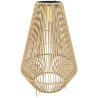 Outsunny Lanterne Solaire Extérieure en résine tressée lampadaire sans fil rechargeable  capteur de lumière 35 x 35 x 55 cm jaune(m-12)