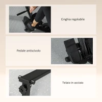 SPORTNOW Vogatore Pieghevole con Monitor LCD e Sedile Imbottito, Resistenza a Elastico, Capacità 150 kg(m-8)