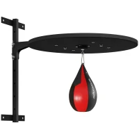SPORTNOW Punching Ball montat pe perete, cu Speed Bag rotativ la 360° și reglabil pe 7 niveluri de înălțime, negru și roșu(m-1)