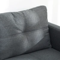 HOMCOM Canapé 2 places contemporain piètement métal noir tissu aspect lin gris foncé(m-8)