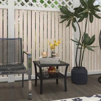 Outsunny Two-tier PE Rattan Square Coffee Table - Black(m-10)