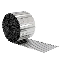 Outsunny Metal Garden Edging Border, 8 in x 21.3 ft Corrugated Heavy Duty Galvanised Steel Lawn Edging, Silver Tone(m-1)