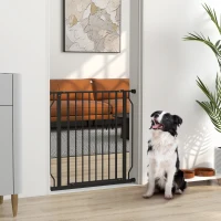 PawHut Poartă Extensibilă și Reglabilă pentru Câini, pentru Scări și Uși, din Oțel și ABS, 75-85x76 cm, Neagră(m-2)