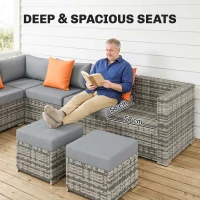 Outsunny 10 Piece Rattan Garden Furniture Set, 3 Corner Sofas with 3 Chairs, 3 Stools and Coffee Table, Outdoor Patio Furniture(m-5)