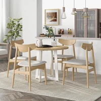 HOMCOM Tavolo da Pranzo Rotondo Moderno per 4 Persone, Ø100x75cm, Legno Naturale e Bianco(m-2)
