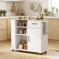 HOMCOM Mobile Cucina con Cassetto, Armadietto e Ripiano Regolabile, Bianco(m-10)