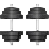 HOMCOM Set 2 Manubri Regolabili da 40 kg Totali con 12 Dischi e Impugnatura Antiscivolo, in Acciaio e Plastica, Nero(m-1)