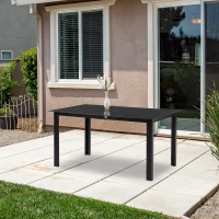 Outsunny Outdoor Dining Table for 6, Aluminium Rectangular Garden Table with Tempered Glass Tabletop for Yard, Patio, Black(m-10)