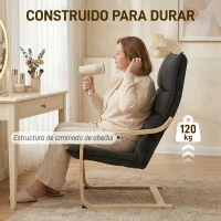 HOMCOM Sillón de Salón Moderno con Respaldo Alto Acolchado Patas de Madera y Tapizado en Terciopelo 67x83x105 cm Negro(m-7)
