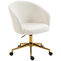 HOMCOM Chaise de bureau, fauteuil de bureau ergonomique réglable en hauteur, siège pivotante, piètement en acier, crème(m-12)