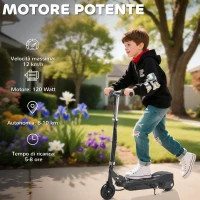 HOMCOM Monopattino Elettrico per Bambini Pieghevole da 120W, Velocità Max 12km/h, 74x36x69-91 cm, Nero(m-4)