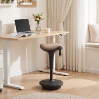 HOMCOM Tabouret dynamique, tabouret assis-debout ergonomique, hauteur réglable, rotatif à 360°, 34 x 34 x 68,5-83,5 cm, marron(m-16)