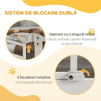 PawHut Uşa de Siguranţă pentru Câini, Barieră pentru Animale de Companie cu Ușă Mică pentru Pisici, 74-100x76 cm, Alb(m-5)