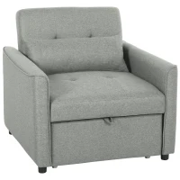 HOMCOM 3-in-1 Schlafsessel, Ausziehbarer Sofa-Bett Sessel mit Verstellbarer Rückenlehne, Grau(m-1)