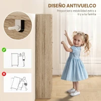 HOMCOM Zapatero Estrecho con 3 Puertas Abatibles Zapatero Entrada Recibidor Estantes Ajustables para 12 Pares de Zapatos Roble(m-7)