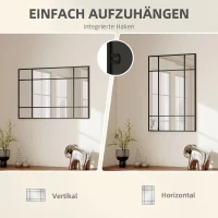 HOMCOM Wandspiegel, dekorativer Spiegel mit Metallrahmen, schwarze Streifen, Mehrschichtglas, 90B x 2T x 60H cm(m-5)