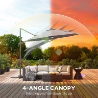 Outsunny Cantilever Parasol, with LED Lights and Cross Base - Dark Grey(m-7)