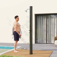 Outsunny Solardusche 35 Liter Solar Gartendusche mit Wasserhahn Duschkopf Handbrause seitliche Tablett, bis 55 °C Schwarz(m-10)