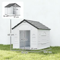PawHut Cușcă impermeabilă din PP pentru câini, cu acoperiș înclinat și ușă de intrare, 65x75,7x63 cm, gri(m-3)