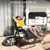 Outsunny 2 Piece Reclining Zero Gravity Sun Loungers with Cushions, Black(m-5)