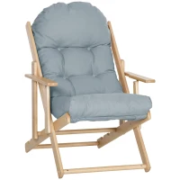 HOMCOM Akzentsessel, Relaxsessel, verstellbare Rückenlehne, Buchenholzrahmen, bis 120 kg, Hellgrau(m-12)