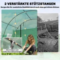 Outsunny Gewächshaus ca. 4 x 3 x 2 m Foliengewächshaus mit Rollbar 2 Reißverschlusstür & 8 Netzfenster Stützstangen Grün(m-4)