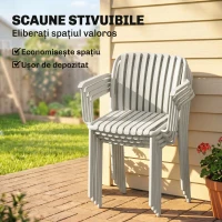 Outsunny Set de 4 Scaune de Grădină Stackabile, Design Lamelar și Cotiere.(m-5)