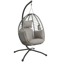 Outsunny Poltrona Sospesa con Cuscino e Seduta Pieghevole Grigio