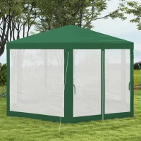 Outsunny 4m Hexagon Gazebo Party Tent, Screen House Patio Canopy Event Shelter for Activities, Shade Resistant, Green(m-17)