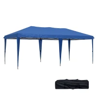 Outsunny Faltpavillon Gartenzelt Partyzelt,  faltbar, wetterbeständig, 5,9 m x 2,95 m x 2, m, Blau(m-12)
